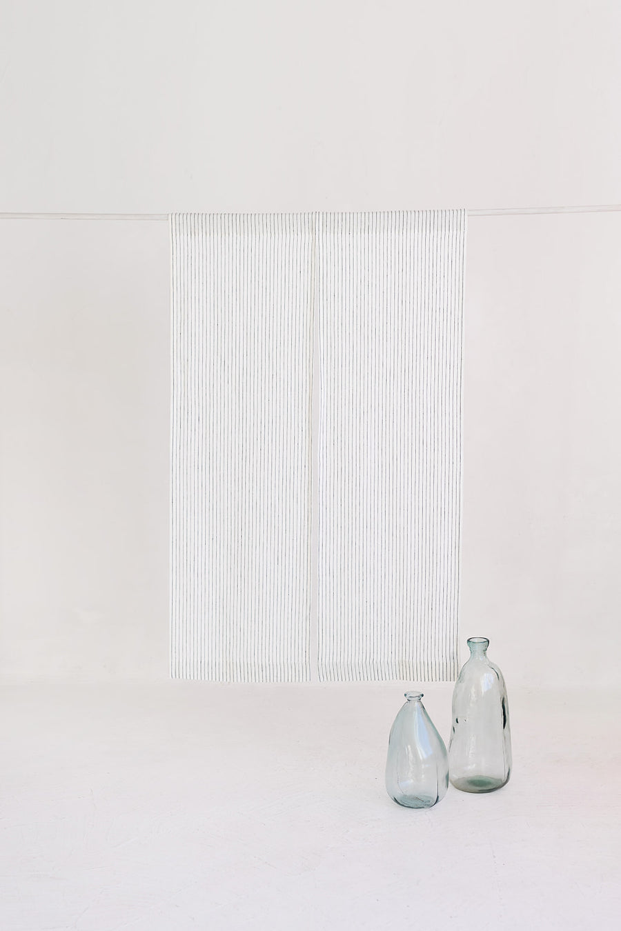 Milky White Pinstripe Linen Japanese Noren Curtain