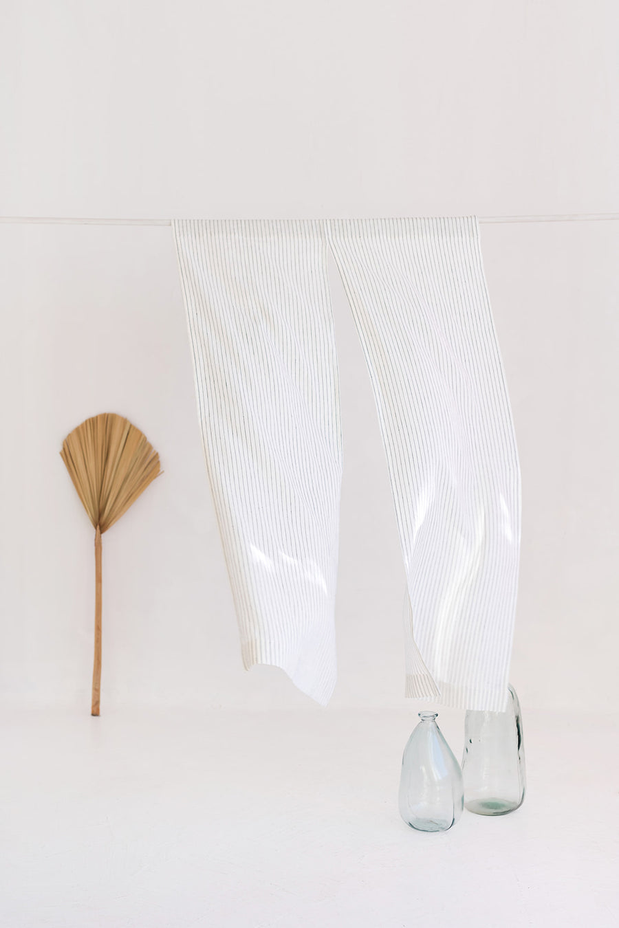 Milky White Pinstripe Linen Japanese Noren Curtain