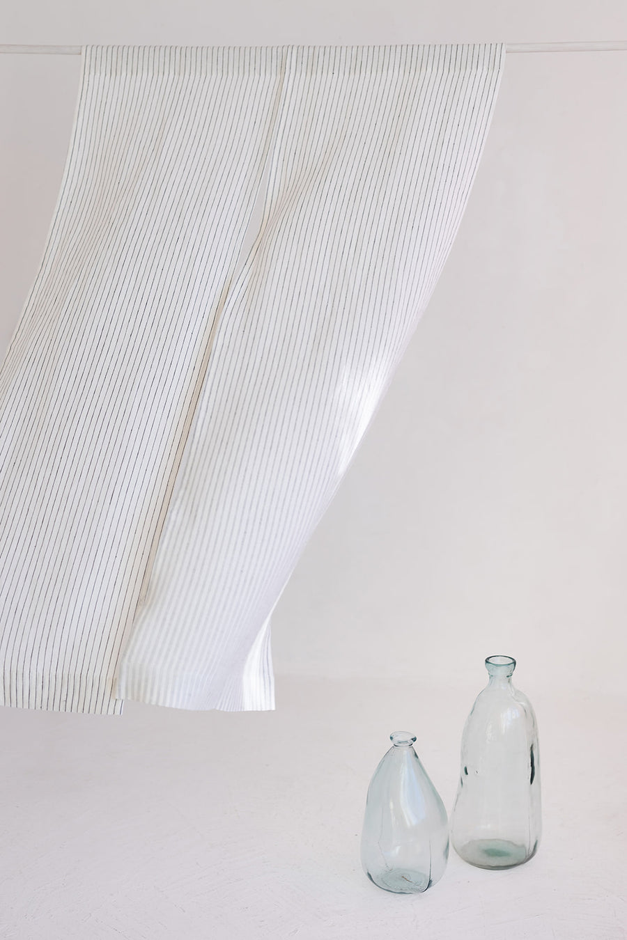 Milky White Pinstripe Linen Japanese Noren Curtain