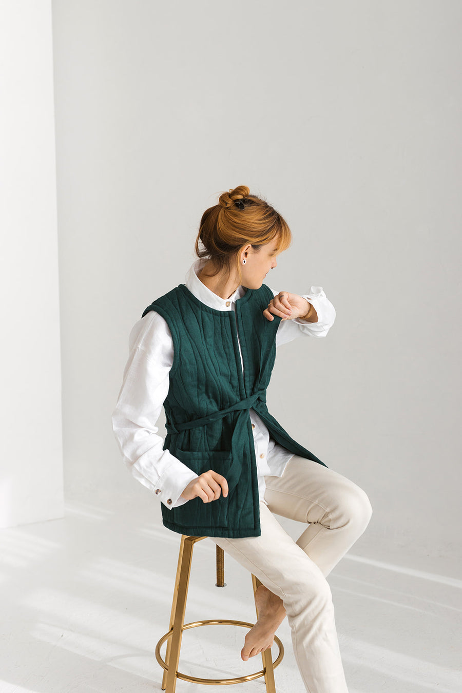 quilted linen vest