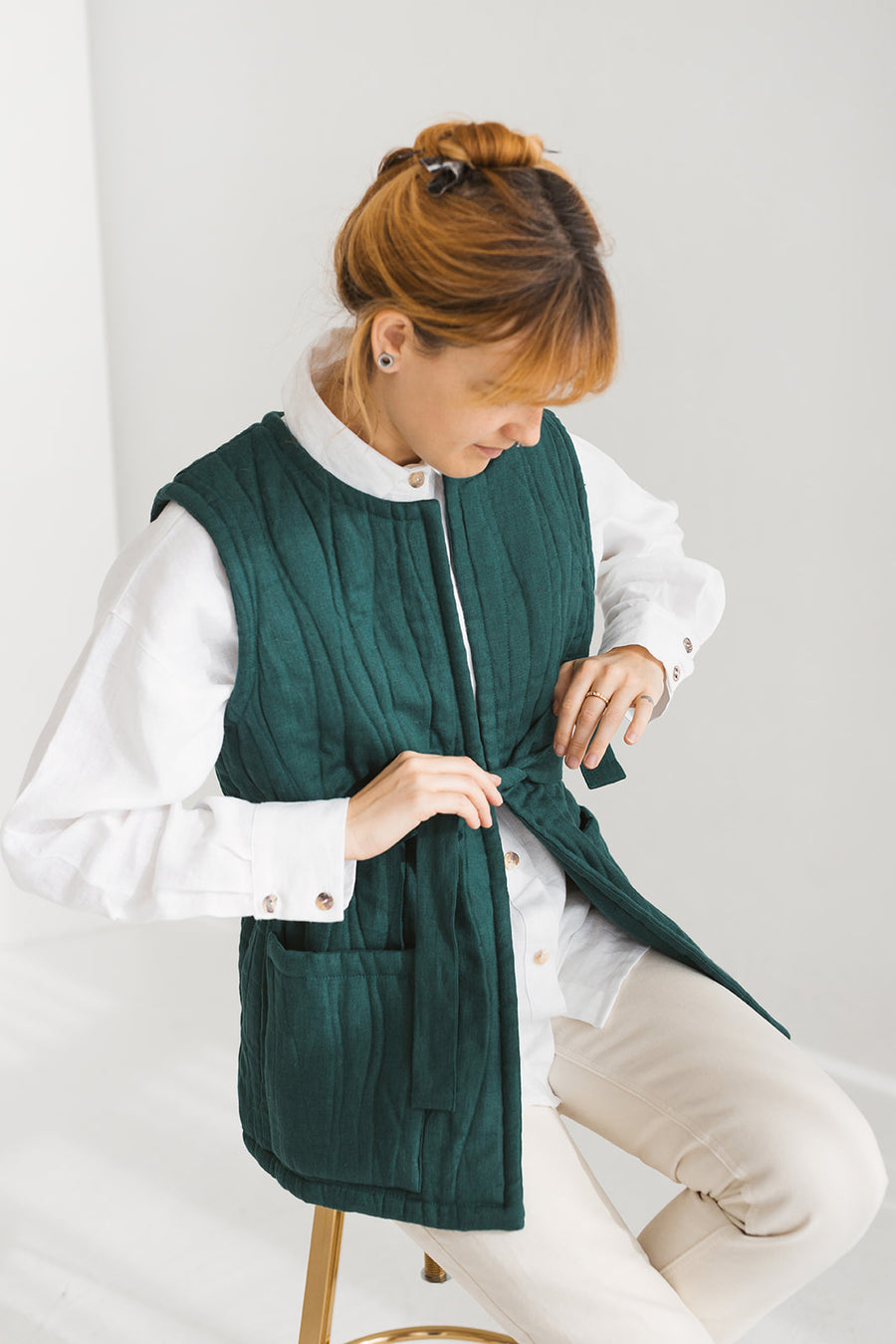 quilted linen vest