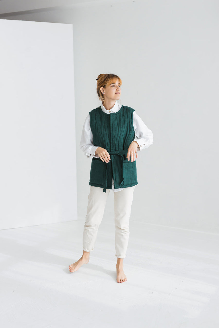 quilted linen vest