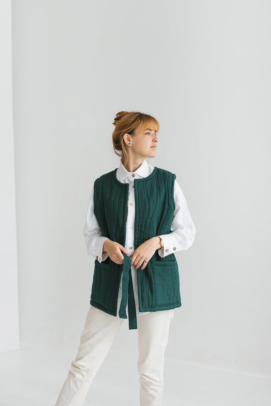 quilted linen vest